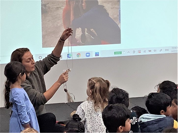 touch of the skins and feathers was a novel experience for children