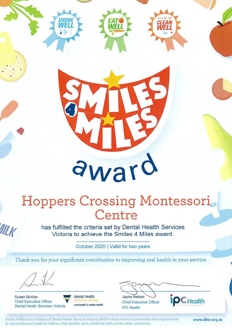 hoppers crossing montessori centre smiles 4 miles award
